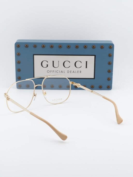 Gucci GG1091O 002 Aviator Eyeglasses - Shiny Gold 56mm main image 8